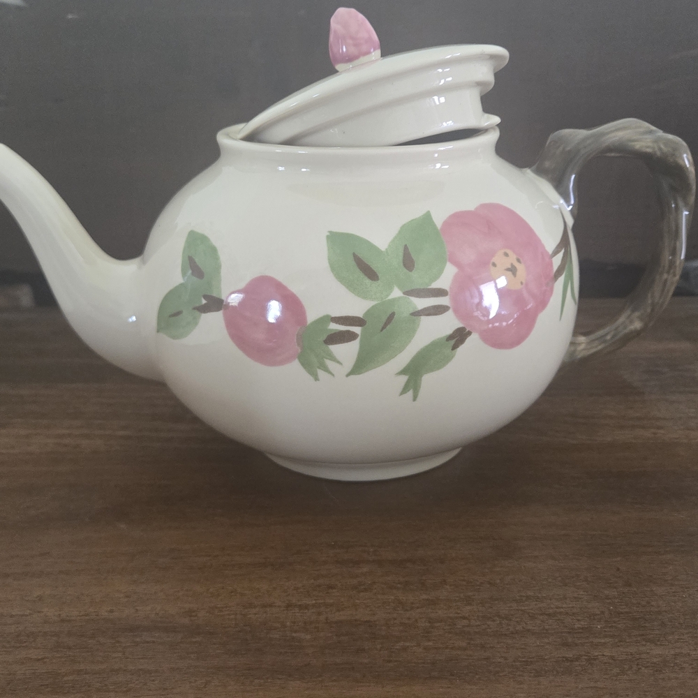 Floral Ceramic Tea Set with Pink and Green Accents - Picture 5 of 12